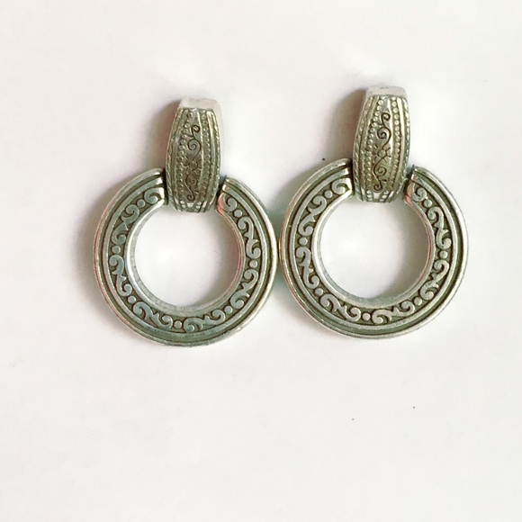 Jewelry - Silver hoop and drop earrings with scrollwork